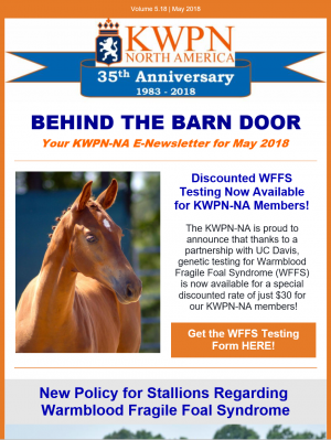 Behind the Barn Door – KWPN-NA E-Newsletter for May 2018 Behind the Barn Door – KWPN-NA E-Newsletter for May 2018