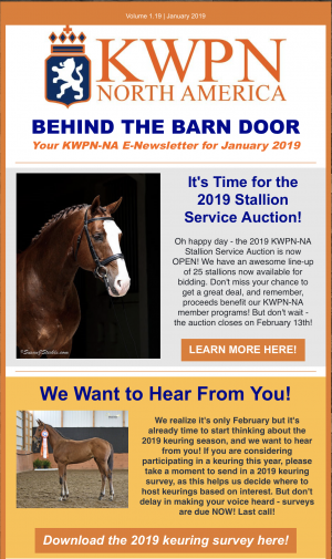 Behind the Barn Door – KWPN-NA E-Newsletter for January 2019 Behind the Barn Door – KWPN-NA E-Newsletter for January 2019